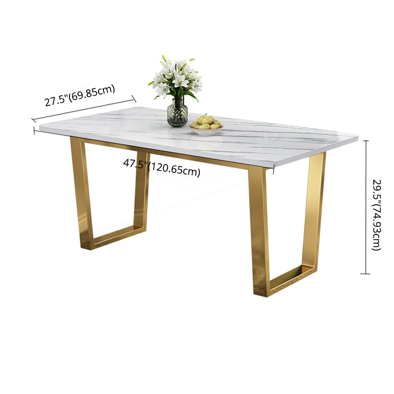 Rectangular Scandinavian Style Sintered Stone Dining Room Set Dining Furniture with Metallic Base Clearhalo 'Dining Room Sets' 'Dining Tables & Seating' 'dining_room_set' 'furn' 'furn_dining_room_set' 'Furniture' 'furniture_dining_room_set' 'Kitchen & Dining Furniture' 'kitchen&dining_furn' 'kitchen' 3526379