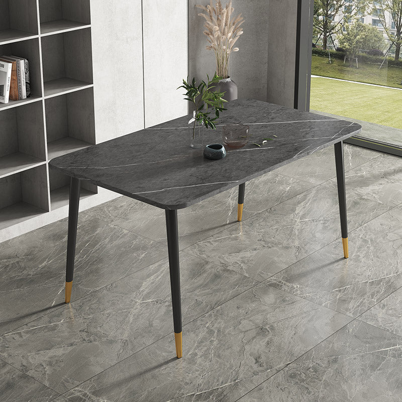 Rectangular Scandinavian Sintered Stone Dining Room Set Dining Furniture with Metallic Base Clearhalo 'Dining Room Sets' 'Dining Tables & Seating' 'dining_room_set' 'furn' 'furn_dining_room_set' 'Furniture' 'furniture_dining_room_set' 'Kitchen & Dining Furniture' 'kitchen&dining_furn' 'kitchen' 3526404