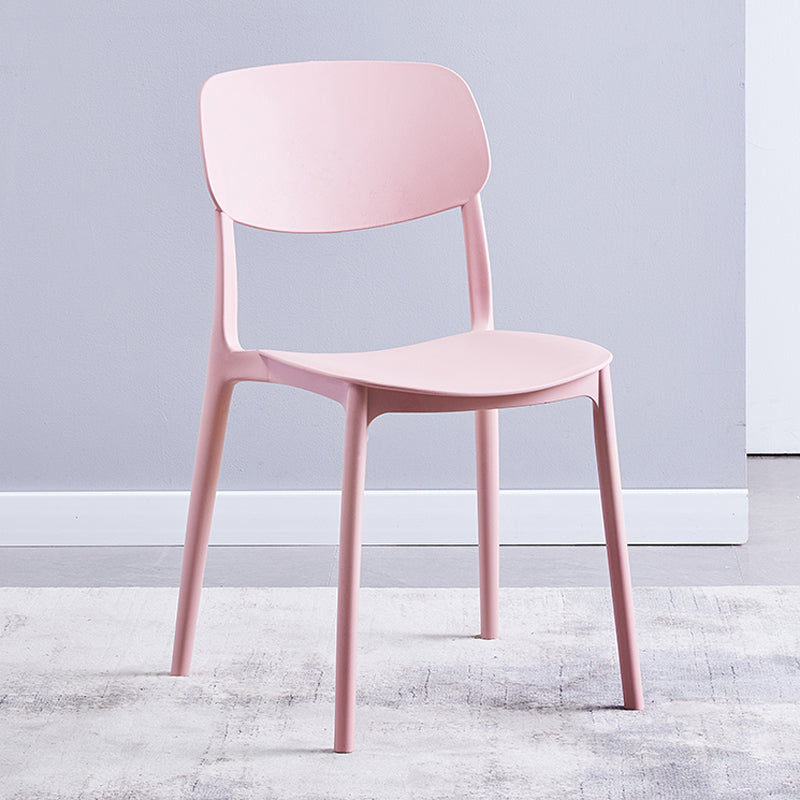 Scandinavian Plastic Armless Dining Chairs Dining Room Open Back Side Chair Pink 1 Piece Clearhalo ' kitchen&dining_furn' 'Dining Chairs' 'Dining Tables & Seating' 'dining_chair' 'furn' 'furn_dining_chair' 'Furniture' 'furniture_dining_chair' 'Kitchen & Dining Furniture' 'kitchen' 3539336