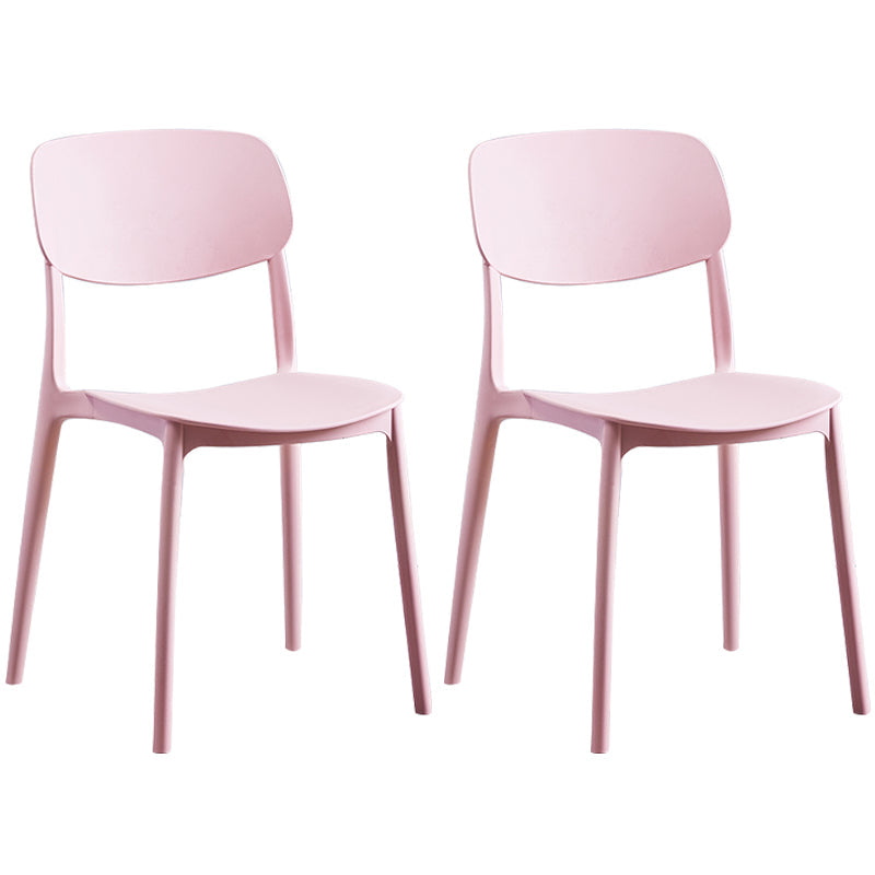 Scandinavian Plastic Armless Dining Chairs Dining Room Open Back Side Chair Pink 2 Piece Set Clearhalo ' kitchen&dining_furn' 'Dining Chairs' 'Dining Tables & Seating' 'dining_chair' 'furn' 'furn_dining_chair' 'Furniture' 'furniture_dining_chair' 'Kitchen & Dining Furniture' 'kitchen' 3539338