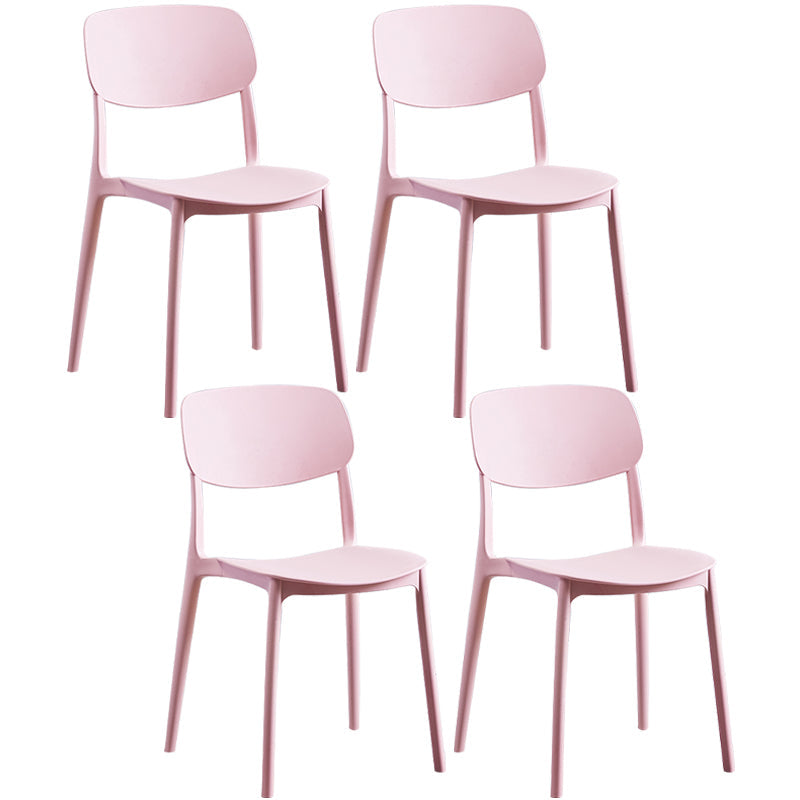 Scandinavian Plastic Armless Dining Chairs Dining Room Open Back Side Chair Pink 4 Piece Set Clearhalo ' kitchen&dining_furn' 'Dining Chairs' 'Dining Tables & Seating' 'dining_chair' 'furn' 'furn_dining_chair' 'Furniture' 'furniture_dining_chair' 'Kitchen & Dining Furniture' 'kitchen' 3539340