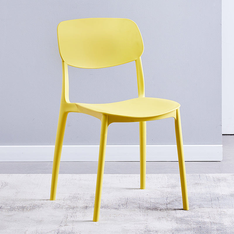 Scandinavian Plastic Armless Dining Chairs Dining Room Open Back Side Chair Yellow 1 Piece Clearhalo ' kitchen&dining_furn' 'Dining Chairs' 'Dining Tables & Seating' 'dining_chair' 'furn' 'furn_dining_chair' 'Furniture' 'furniture_dining_chair' 'Kitchen & Dining Furniture' 'kitchen' 3539341