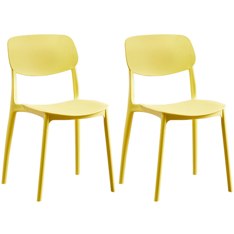 Scandinavian Plastic Armless Dining Chairs Dining Room Open Back Side Chair Yellow 2 Piece Set Clearhalo ' kitchen&dining_furn' 'Dining Chairs' 'Dining Tables & Seating' 'dining_chair' 'furn' 'furn_dining_chair' 'Furniture' 'furniture_dining_chair' 'Kitchen & Dining Furniture' 'kitchen' 3539343