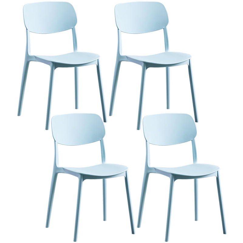 Scandinavian Plastic Armless Dining Chairs Dining Room Open Back Side Chair Light Blue 4 Piece Set Clearhalo ' kitchen&dining_furn' 'Dining Chairs' 'Dining Tables & Seating' 'dining_chair' 'furn' 'furn_dining_chair' 'Furniture' 'furniture_dining_chair' 'Kitchen & Dining Furniture' 'kitchen' 3539351