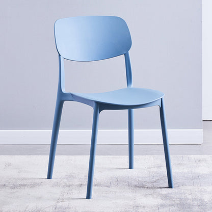Scandinavian Plastic Armless Dining Chairs Dining Room Open Back Side Chair Peacock Blue 1 Piece Clearhalo ' kitchen&dining_furn' 'Dining Chairs' 'Dining Tables & Seating' 'dining_chair' 'furn' 'furn_dining_chair' 'Furniture' 'furniture_dining_chair' 'Kitchen & Dining Furniture' 'kitchen' 3539354