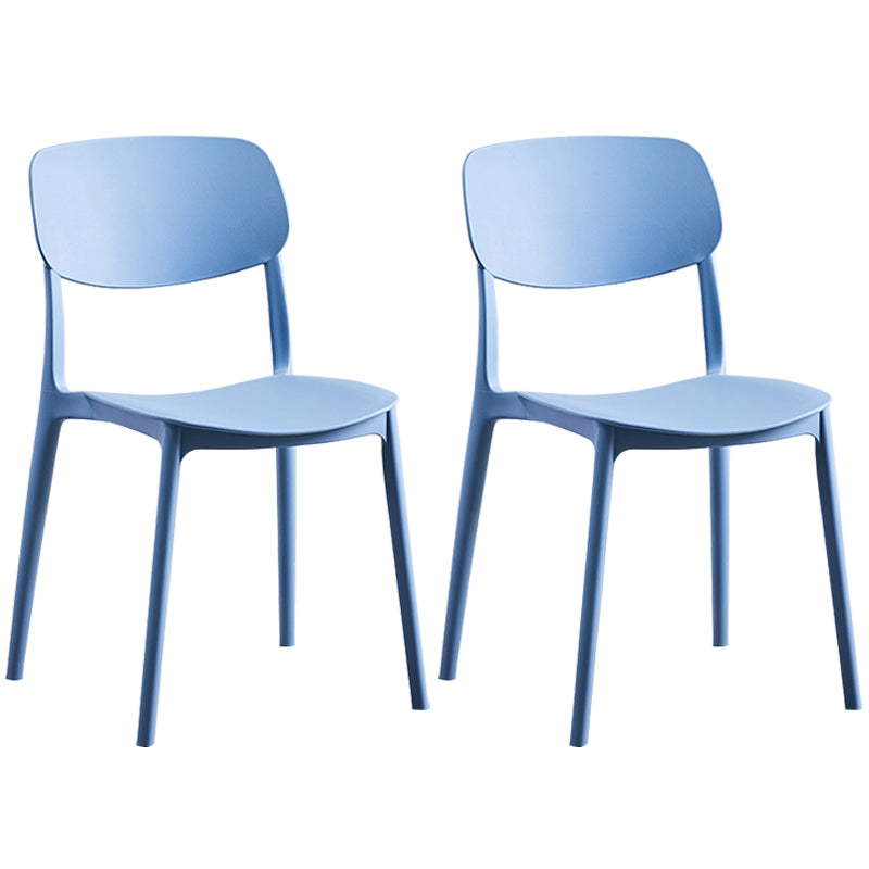 Scandinavian Plastic Armless Dining Chairs Dining Room Open Back Side Chair Peacock Blue 2 Piece Set Clearhalo ' kitchen&dining_furn' 'Dining Chairs' 'Dining Tables & Seating' 'dining_chair' 'furn' 'furn_dining_chair' 'Furniture' 'furniture_dining_chair' 'Kitchen & Dining Furniture' 'kitchen' 3539356