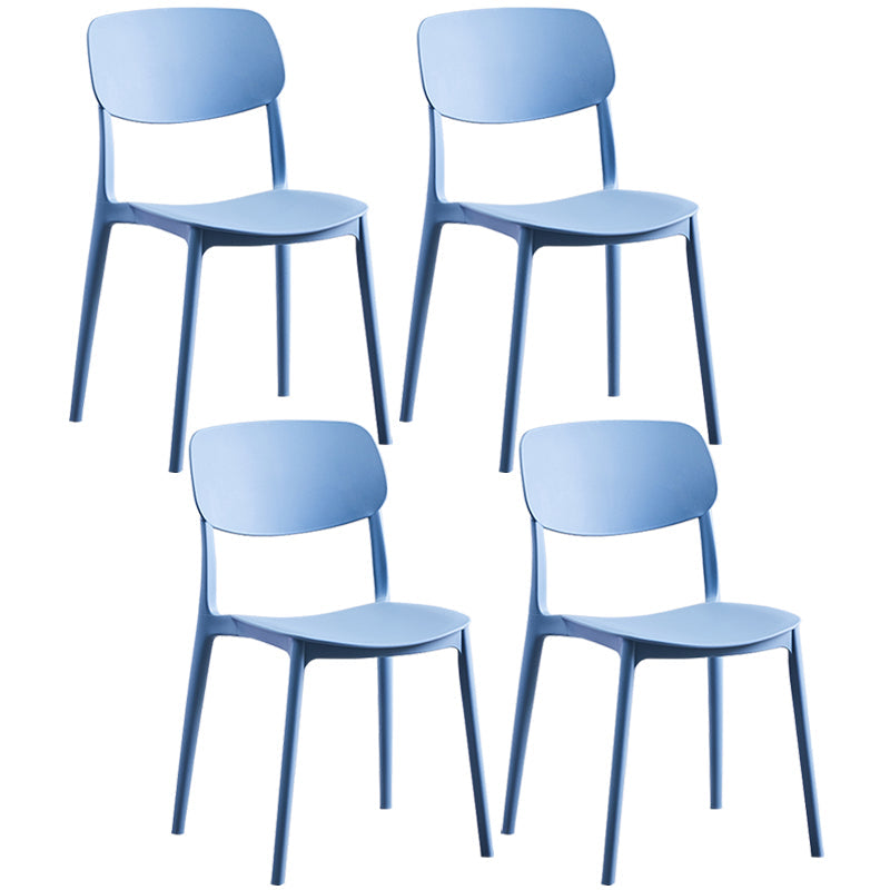 Scandinavian Plastic Armless Dining Chairs Dining Room Open Back Side Chair Peacock Blue 4 Piece Set Clearhalo ' kitchen&dining_furn' 'Dining Chairs' 'Dining Tables & Seating' 'dining_chair' 'furn' 'furn_dining_chair' 'Furniture' 'furniture_dining_chair' 'Kitchen & Dining Furniture' 'kitchen' 3539357