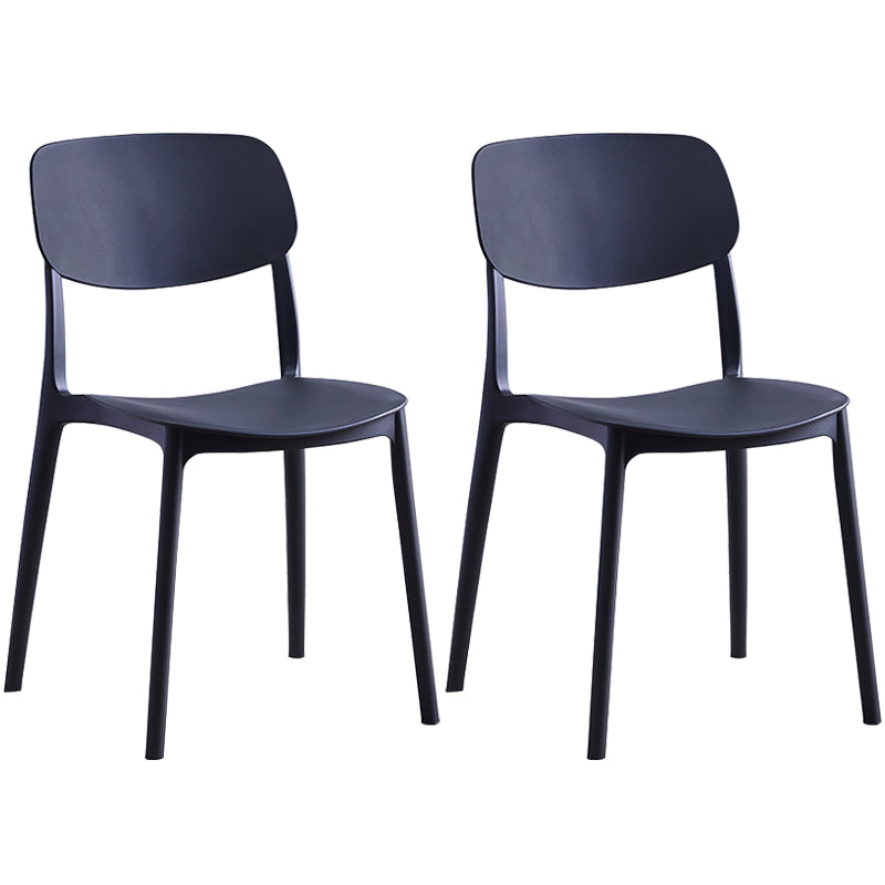 Scandinavian Plastic Armless Dining Chairs Dining Room Open Back Side Chair Black 2 Piece Set Clearhalo ' kitchen&dining_furn' 'Dining Chairs' 'Dining Tables & Seating' 'dining_chair' 'furn' 'furn_dining_chair' 'Furniture' 'furniture_dining_chair' 'Kitchen & Dining Furniture' 'kitchen' 3539359
