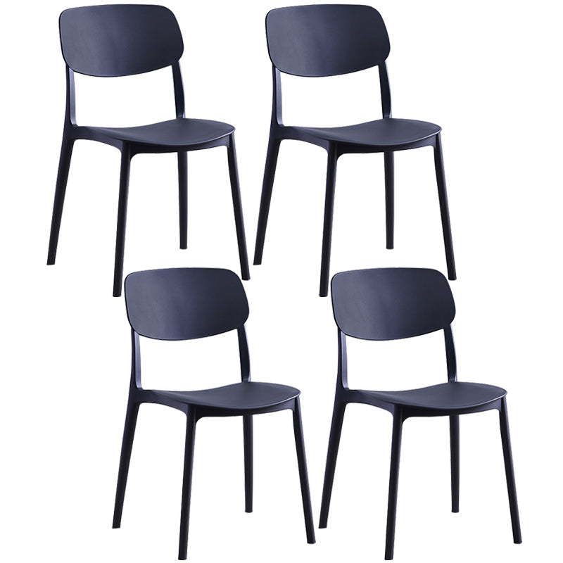 Scandinavian Plastic Armless Dining Chairs Dining Room Open Back Side Chair Black 4 Piece Set Clearhalo ' kitchen&dining_furn' 'Dining Chairs' 'Dining Tables & Seating' 'dining_chair' 'furn' 'furn_dining_chair' 'Furniture' 'furniture_dining_chair' 'Kitchen & Dining Furniture' 'kitchen' 3539360