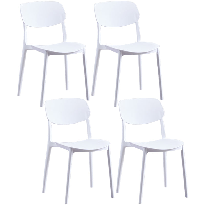 Scandinavian Plastic Armless Dining Chairs Dining Room Open Back Side Chair White 4 Piece Set Clearhalo ' kitchen&dining_furn' 'Dining Chairs' 'Dining Tables & Seating' 'dining_chair' 'furn' 'furn_dining_chair' 'Furniture' 'furniture_dining_chair' 'Kitchen & Dining Furniture' 'kitchen' 3539363