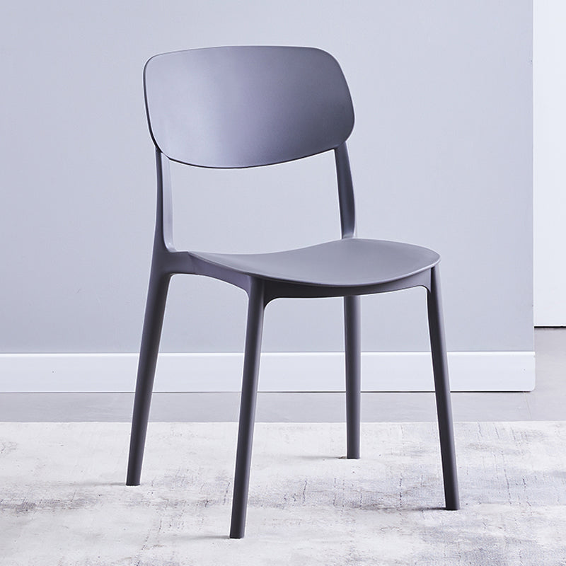 Scandinavian Plastic Armless Dining Chairs Dining Room Open Back Side Chair Dark Gray 1 Piece Clearhalo ' kitchen&dining_furn' 'Dining Chairs' 'Dining Tables & Seating' 'dining_chair' 'furn' 'furn_dining_chair' 'Furniture' 'furniture_dining_chair' 'Kitchen & Dining Furniture' 'kitchen' 3539364