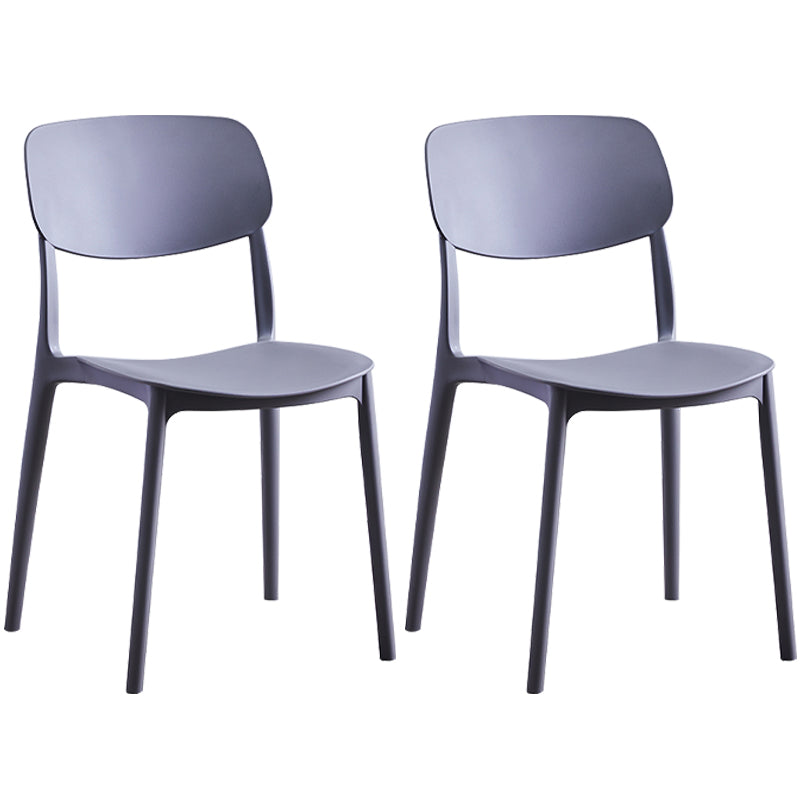 Scandinavian Plastic Armless Dining Chairs Dining Room Open Back Side Chair Dark Gray 2 Piece Set Clearhalo ' kitchen&dining_furn' 'Dining Chairs' 'Dining Tables & Seating' 'dining_chair' 'furn' 'furn_dining_chair' 'Furniture' 'furniture_dining_chair' 'Kitchen & Dining Furniture' 'kitchen' 3539365