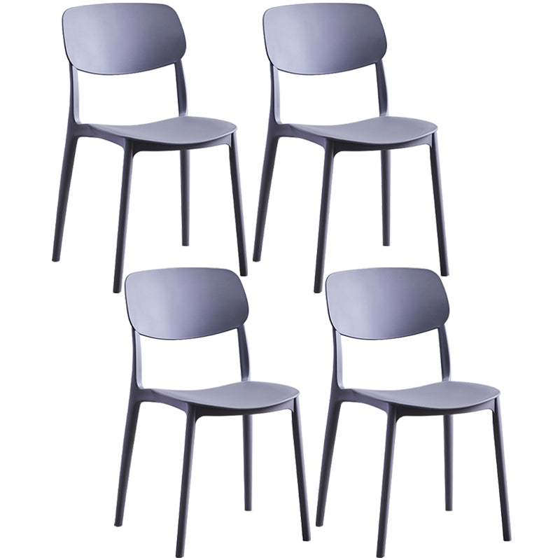 Scandinavian Plastic Armless Dining Chairs Dining Room Open Back Side Chair Dark Gray 4 Piece Set Clearhalo ' kitchen&dining_furn' 'Dining Chairs' 'Dining Tables & Seating' 'dining_chair' 'furn' 'furn_dining_chair' 'Furniture' 'furniture_dining_chair' 'Kitchen & Dining Furniture' 'kitchen' 3539366