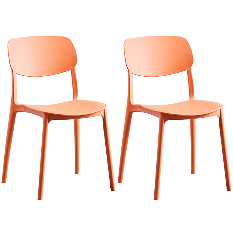 Scandinavian Plastic Armless Dining Chairs Dining Room Open Back Side Chair Orange 2 Piece Set Clearhalo ' kitchen&dining_furn' 'Dining Chairs' 'Dining Tables & Seating' 'dining_chair' 'furn' 'furn_dining_chair' 'Furniture' 'furniture_dining_chair' 'Kitchen & Dining Furniture' 'kitchen' 3539368
