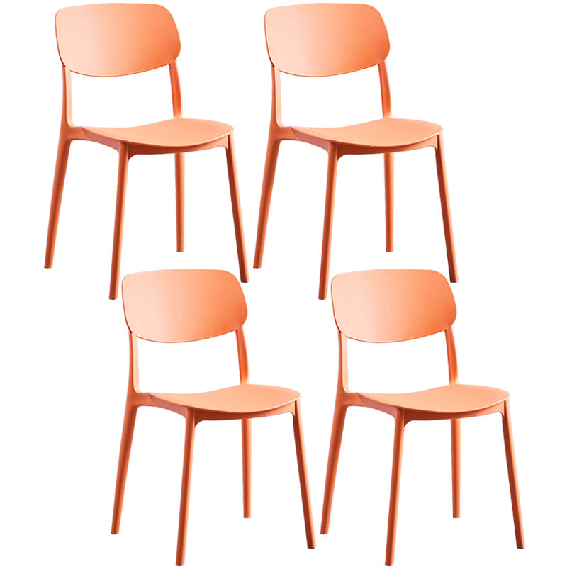 Scandinavian Plastic Armless Dining Chairs Dining Room Open Back Side Chair Orange 4 Piece Set Clearhalo ' kitchen&dining_furn' 'Dining Chairs' 'Dining Tables & Seating' 'dining_chair' 'furn' 'furn_dining_chair' 'Furniture' 'furniture_dining_chair' 'Kitchen & Dining Furniture' 'kitchen' 3539369