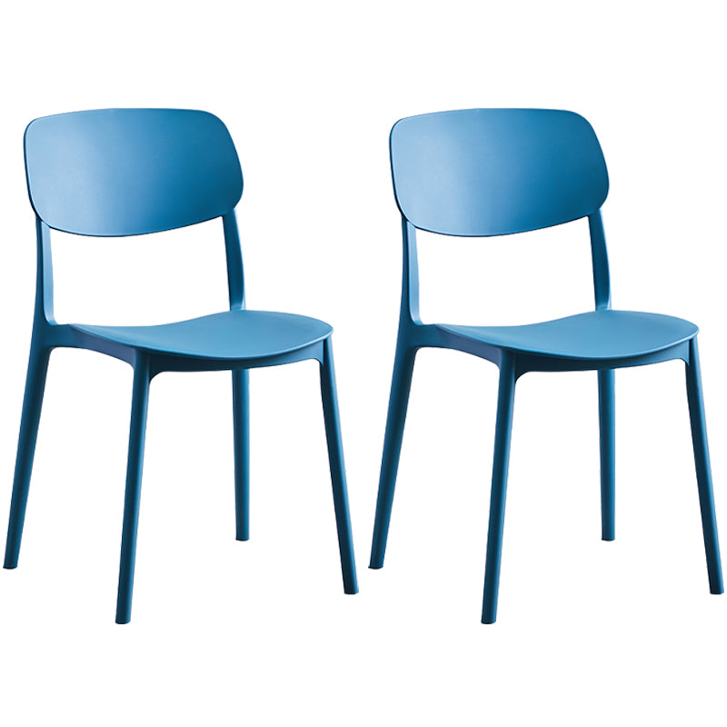 Scandinavian Plastic Armless Dining Chairs Dining Room Open Back Side Chair Royal Blue 2 Piece Set Clearhalo ' kitchen&dining_furn' 'Dining Chairs' 'Dining Tables & Seating' 'dining_chair' 'furn' 'furn_dining_chair' 'Furniture' 'furniture_dining_chair' 'Kitchen & Dining Furniture' 'kitchen' 3539371