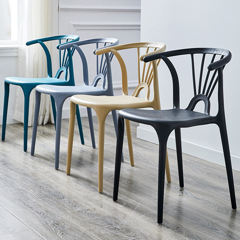 Home Contemporary Arm Chair Wishbone Back Plastic Stackable Dining Room Chair Clearhalo ' kitchen&dining_furn' 'Dining Chairs' 'Dining Tables & Seating' 'dining_chair' 'furn' 'furn_dining_chair' 'Furniture' 'furniture_dining_chair' 'Kitchen & Dining Furniture' 'kitchen' 3539373