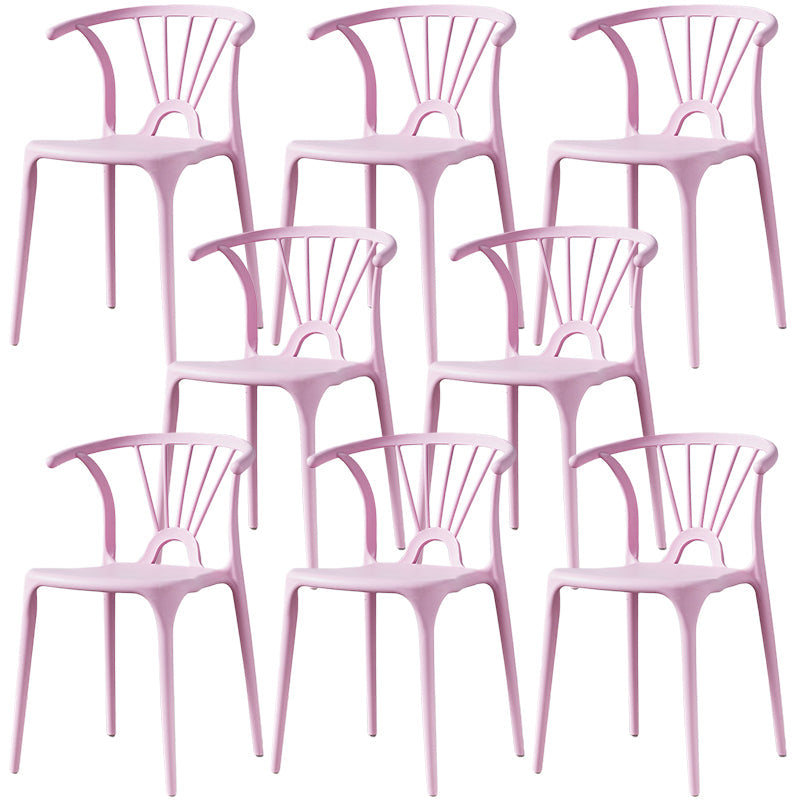 Home Contemporary Arm Chair Wishbone Back Plastic Stackable Dining Room Chair Pink 8 Piece Set Clearhalo ' kitchen&dining_furn' 'Dining Chairs' 'Dining Tables & Seating' 'dining_chair' 'furn' 'furn_dining_chair' 'Furniture' 'furniture_dining_chair' 'Kitchen & Dining Furniture' 'kitchen' 3539376