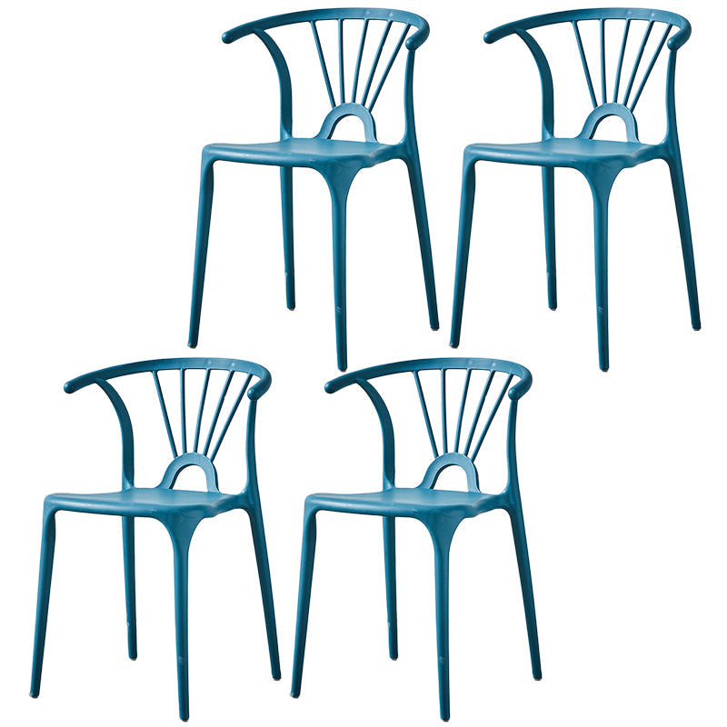 Home Contemporary Arm Chair Wishbone Back Plastic Stackable Dining Room Chair Dark Blue 4 Piece Set Clearhalo ' kitchen&dining_furn' 'Dining Chairs' 'Dining Tables & Seating' 'dining_chair' 'furn' 'furn_dining_chair' 'Furniture' 'furniture_dining_chair' 'Kitchen & Dining Furniture' 'kitchen' 3539381
