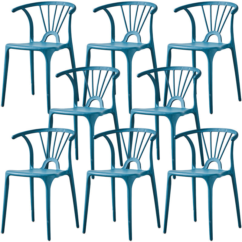 Home Contemporary Arm Chair Wishbone Back Plastic Stackable Dining Room Chair Dark Blue 8 Piece Set Clearhalo ' kitchen&dining_furn' 'Dining Chairs' 'Dining Tables & Seating' 'dining_chair' 'furn' 'furn_dining_chair' 'Furniture' 'furniture_dining_chair' 'Kitchen & Dining Furniture' 'kitchen' 3539383