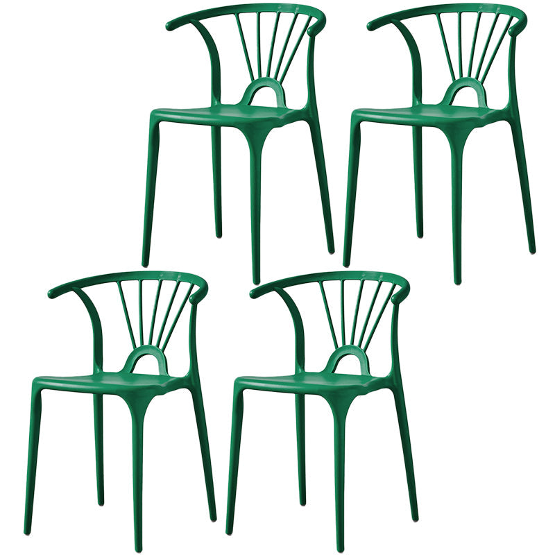 Home Contemporary Arm Chair Wishbone Back Plastic Stackable Dining Room Chair Dark Green 4 Piece Set Clearhalo ' kitchen&dining_furn' 'Dining Chairs' 'Dining Tables & Seating' 'dining_chair' 'furn' 'furn_dining_chair' 'Furniture' 'furniture_dining_chair' 'Kitchen & Dining Furniture' 'kitchen' 3539385