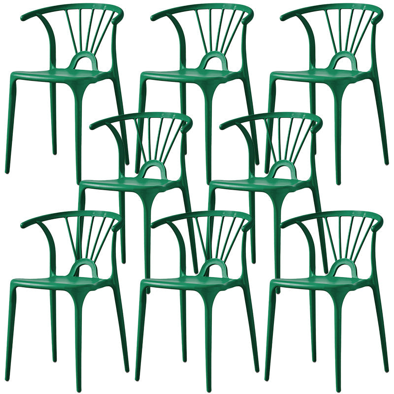 Home Contemporary Arm Chair Wishbone Back Plastic Stackable Dining Room Chair Dark Green 8 Piece Set Clearhalo ' kitchen&dining_furn' 'Dining Chairs' 'Dining Tables & Seating' 'dining_chair' 'furn' 'furn_dining_chair' 'Furniture' 'furniture_dining_chair' 'Kitchen & Dining Furniture' 'kitchen' 3539388