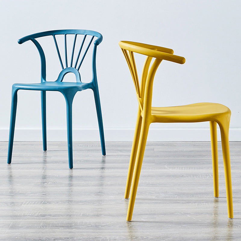 Home Contemporary Arm Chair Wishbone Back Plastic Stackable Dining Room Chair Clearhalo ' kitchen&dining_furn' 'Dining Chairs' 'Dining Tables & Seating' 'dining_chair' 'furn' 'furn_dining_chair' 'Furniture' 'furniture_dining_chair' 'Kitchen & Dining Furniture' 'kitchen' 3539396
