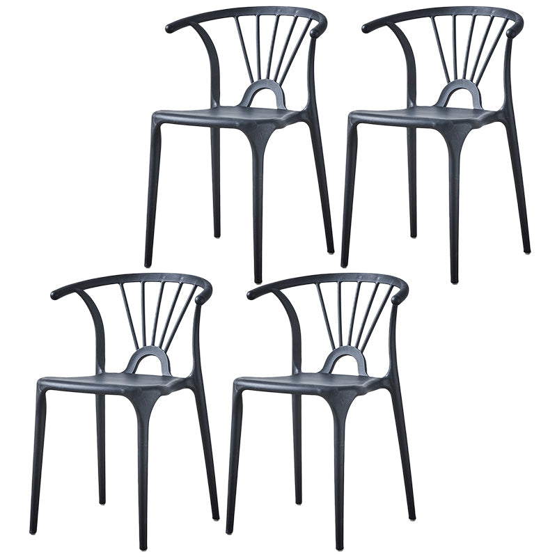 Home Contemporary Arm Chair Wishbone Back Plastic Stackable Dining Room Chair Black 4 Piece Set Clearhalo ' kitchen&dining_furn' 'Dining Chairs' 'Dining Tables & Seating' 'dining_chair' 'furn' 'furn_dining_chair' 'Furniture' 'furniture_dining_chair' 'Kitchen & Dining Furniture' 'kitchen' 3539404