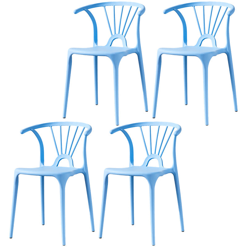 Home Contemporary Arm Chair Wishbone Back Plastic Stackable Dining Room Chair Light Blue 4 Piece Set Clearhalo ' kitchen&dining_furn' 'Dining Chairs' 'Dining Tables & Seating' 'dining_chair' 'furn' 'furn_dining_chair' 'Furniture' 'furniture_dining_chair' 'Kitchen & Dining Furniture' 'kitchen' 3539406