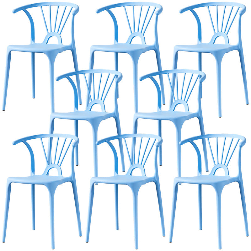 Home Contemporary Arm Chair Wishbone Back Plastic Stackable Dining Room Chair Light Blue 8 Piece Set Clearhalo ' kitchen&dining_furn' 'Dining Chairs' 'Dining Tables & Seating' 'dining_chair' 'furn' 'furn_dining_chair' 'Furniture' 'furniture_dining_chair' 'Kitchen & Dining Furniture' 'kitchen' 3539407