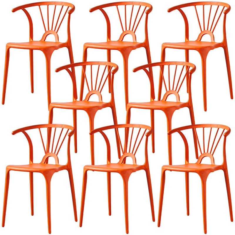 Home Contemporary Arm Chair Wishbone Back Plastic Stackable Dining Room Chair Orange 8 Piece Set Clearhalo ' kitchen&dining_furn' 'Dining Chairs' 'Dining Tables & Seating' 'dining_chair' 'furn' 'furn_dining_chair' 'Furniture' 'furniture_dining_chair' 'Kitchen & Dining Furniture' 'kitchen' 3539409