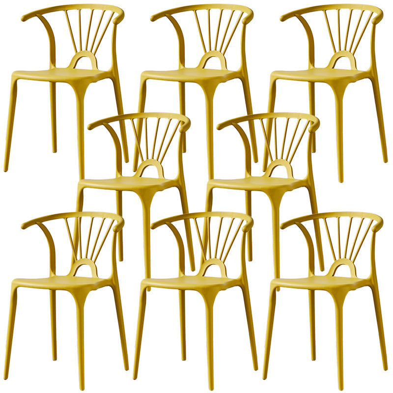 Home Contemporary Arm Chair Wishbone Back Plastic Stackable Dining Room Chair Ginger 8 Piece Set Clearhalo ' kitchen&dining_furn' 'Dining Chairs' 'Dining Tables & Seating' 'dining_chair' 'furn' 'furn_dining_chair' 'Furniture' 'furniture_dining_chair' 'Kitchen & Dining Furniture' 'kitchen' 3539411