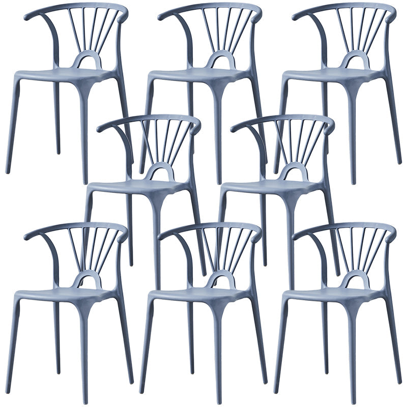 Home Contemporary Arm Chair Wishbone Back Plastic Stackable Dining Room Chair Dark Gray 8 Piece Set Clearhalo ' kitchen&dining_furn' 'Dining Chairs' 'Dining Tables & Seating' 'dining_chair' 'furn' 'furn_dining_chair' 'Furniture' 'furniture_dining_chair' 'Kitchen & Dining Furniture' 'kitchen' 3539413