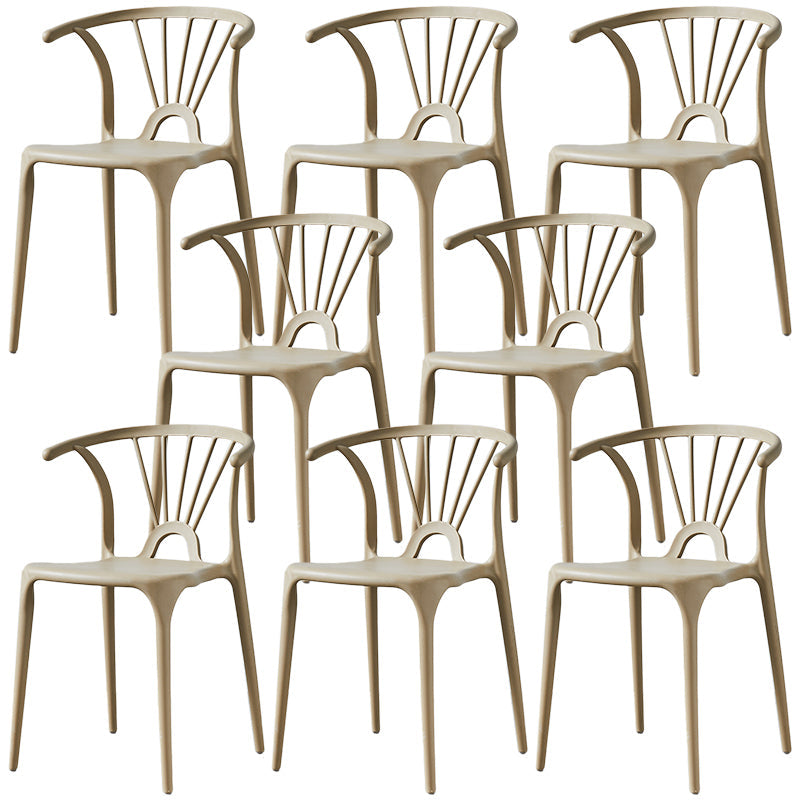 Home Contemporary Arm Chair Wishbone Back Plastic Stackable Dining Room Chair Khaki 8 Piece Set Clearhalo ' kitchen&dining_furn' 'Dining Chairs' 'Dining Tables & Seating' 'dining_chair' 'furn' 'furn_dining_chair' 'Furniture' 'furniture_dining_chair' 'Kitchen & Dining Furniture' 'kitchen' 3539415