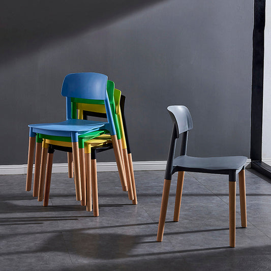 Modern Square Open Back Dining Chair Plastic Stackable Side Dining Chairs for Kitchen Clearhalo ' kitchen&dining_furn' 'Dining Chairs' 'Dining Tables & Seating' 'dining_chair' 'furn' 'furn_dining_chair' 'Furniture' 'furniture_dining_chair' 'Kitchen & Dining Furniture' 'kitchen' 3539419