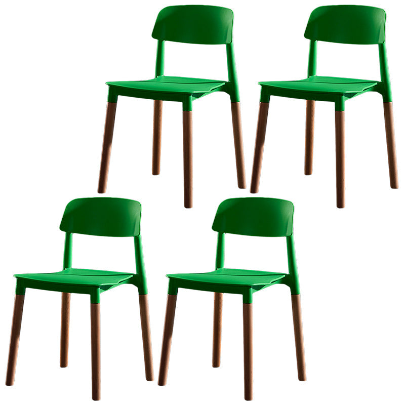 Modern Square Open Back Dining Chair Plastic Stackable Side Dining Chairs for Kitchen Green 4 Piece Set Clearhalo ' kitchen&dining_furn' 'Dining Chairs' 'Dining Tables & Seating' 'dining_chair' 'furn' 'furn_dining_chair' 'Furniture' 'furniture_dining_chair' 'Kitchen & Dining Furniture' 'kitchen' 3539420