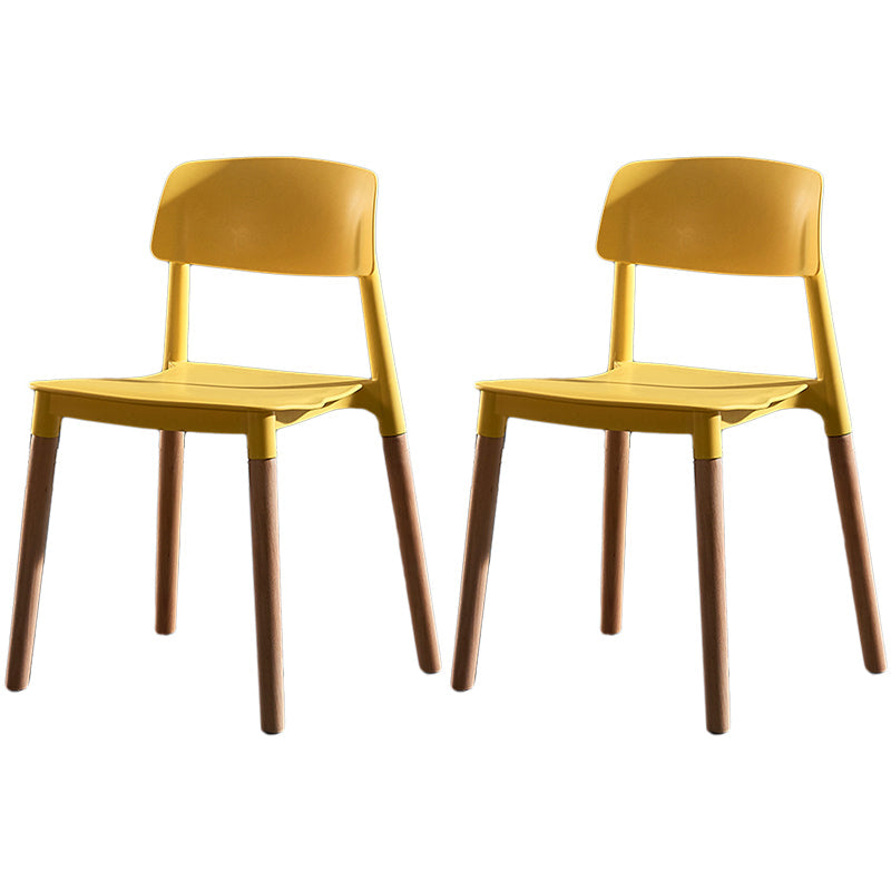 Modern Square Open Back Dining Chair Plastic Stackable Side Dining Chairs for Kitchen Yellow 2 Piece Set Clearhalo ' kitchen&dining_furn' 'Dining Chairs' 'Dining Tables & Seating' 'dining_chair' 'furn' 'furn_dining_chair' 'Furniture' 'furniture_dining_chair' 'Kitchen & Dining Furniture' 'kitchen' 3539425