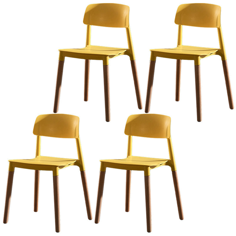 Modern Square Open Back Dining Chair Plastic Stackable Side Dining Chairs for Kitchen Yellow 4 Piece Set Clearhalo ' kitchen&dining_furn' 'Dining Chairs' 'Dining Tables & Seating' 'dining_chair' 'furn' 'furn_dining_chair' 'Furniture' 'furniture_dining_chair' 'Kitchen & Dining Furniture' 'kitchen' 3539426