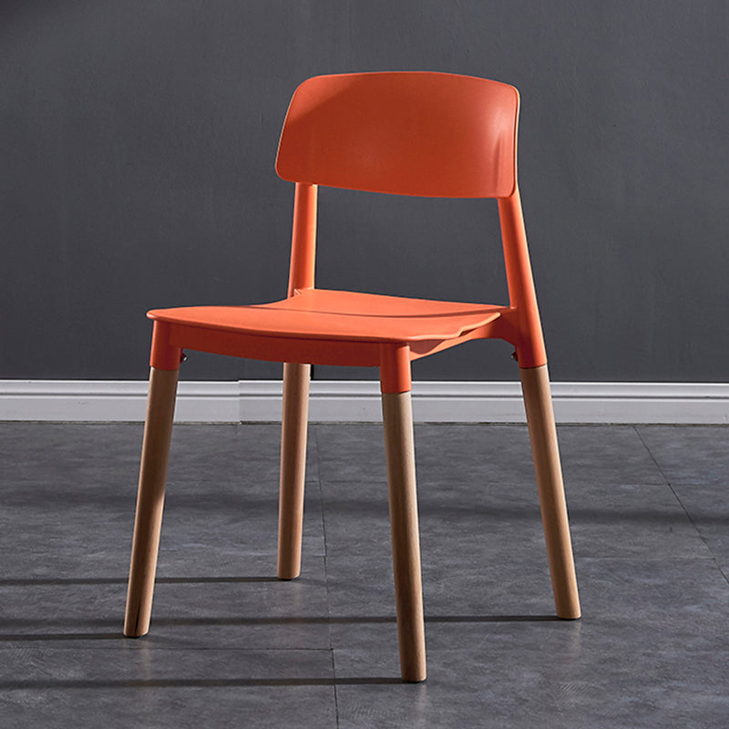 Modern Square Open Back Dining Chair Plastic Stackable Side Dining Chairs for Kitchen Orange 1 Piece Clearhalo ' kitchen&dining_furn' 'Dining Chairs' 'Dining Tables & Seating' 'dining_chair' 'furn' 'furn_dining_chair' 'Furniture' 'furniture_dining_chair' 'Kitchen & Dining Furniture' 'kitchen' 3539429