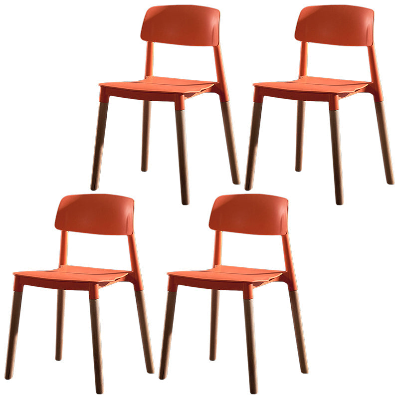 Modern Square Open Back Dining Chair Plastic Stackable Side Dining Chairs for Kitchen Orange 4 Piece Set Clearhalo ' kitchen&dining_furn' 'Dining Chairs' 'Dining Tables & Seating' 'dining_chair' 'furn' 'furn_dining_chair' 'Furniture' 'furniture_dining_chair' 'Kitchen & Dining Furniture' 'kitchen' 3539432