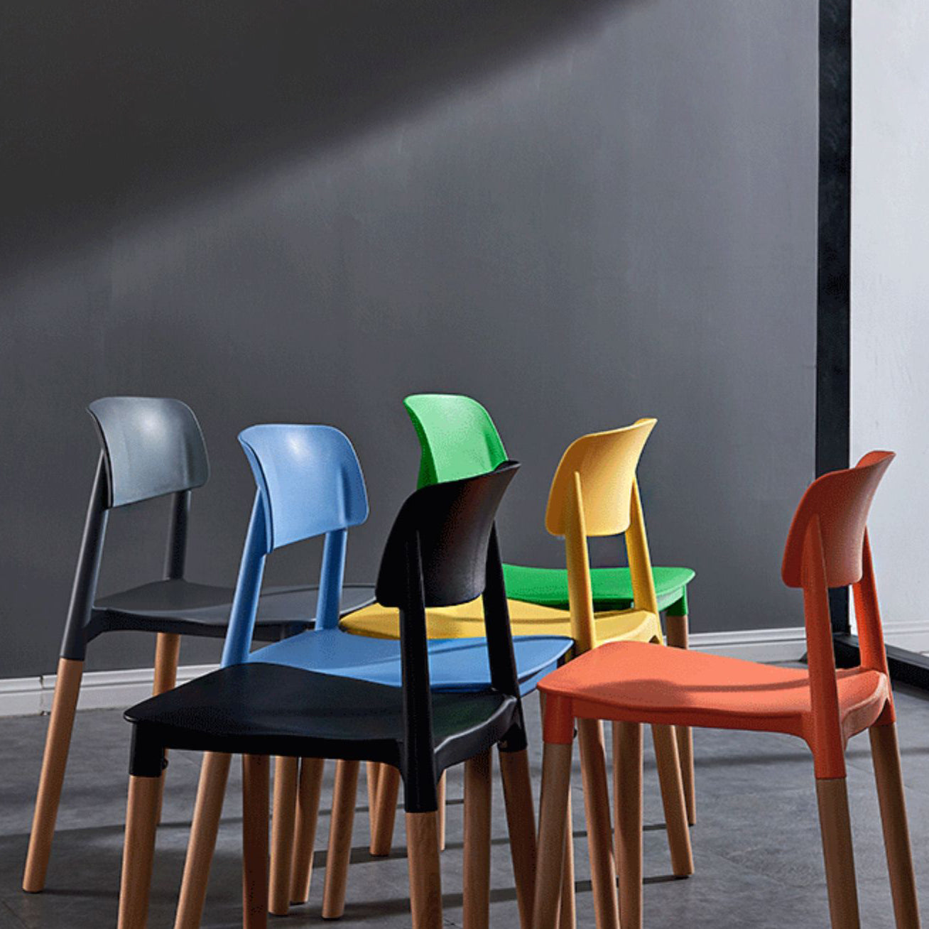 Modern Square Open Back Dining Chair Plastic Stackable Side Dining Chairs for Kitchen Clearhalo ' kitchen&dining_furn' 'Dining Chairs' 'Dining Tables & Seating' 'dining_chair' 'furn' 'furn_dining_chair' 'Furniture' 'furniture_dining_chair' 'Kitchen & Dining Furniture' 'kitchen' 3539433