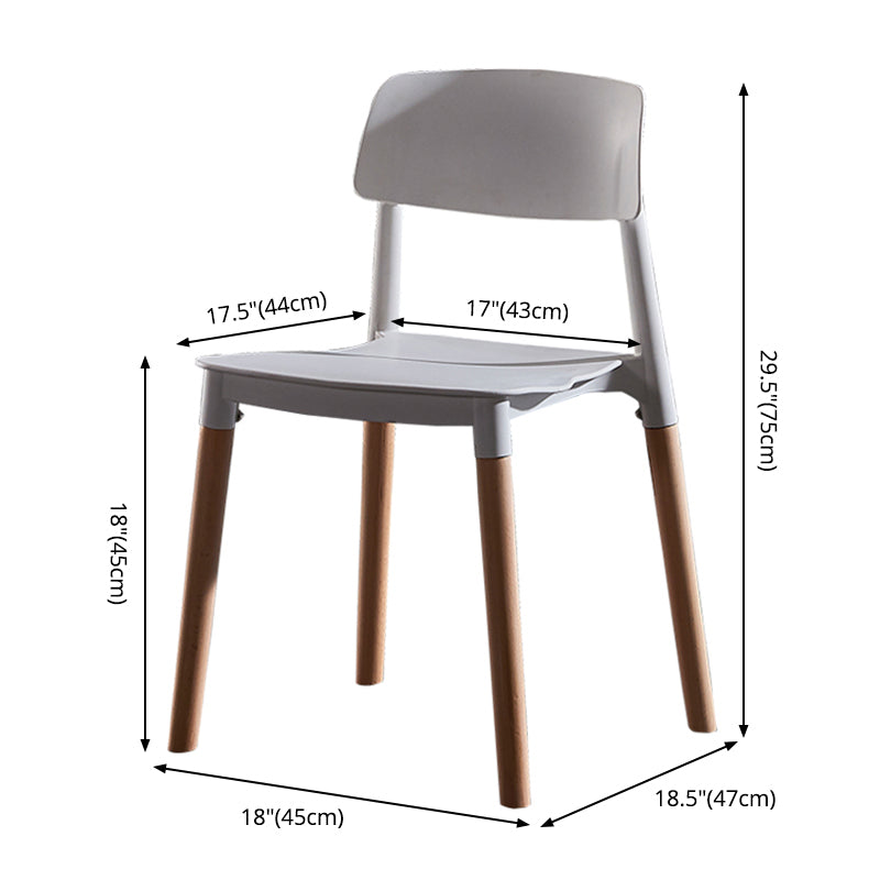 Modern Square Open Back Dining Chair Plastic Stackable Side Dining Chairs for Kitchen Clearhalo ' kitchen&dining_furn' 'Dining Chairs' 'Dining Tables & Seating' 'dining_chair' 'furn' 'furn_dining_chair' 'Furniture' 'furniture_dining_chair' 'Kitchen & Dining Furniture' 'kitchen' 3539434