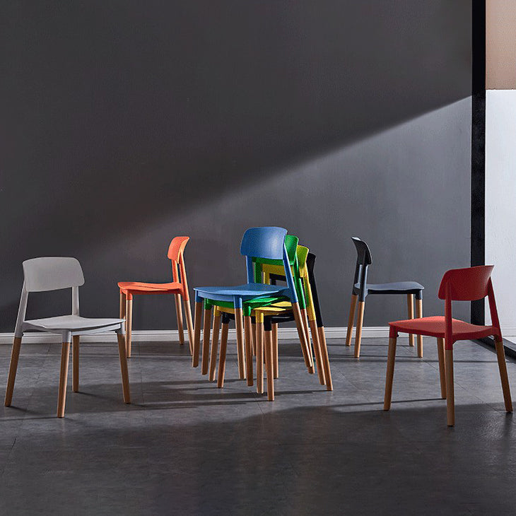 Modern Square Open Back Dining Chair Plastic Stackable Side Dining Chairs for Kitchen Clearhalo ' kitchen&dining_furn' 'Dining Chairs' 'Dining Tables & Seating' 'dining_chair' 'furn' 'furn_dining_chair' 'Furniture' 'furniture_dining_chair' 'Kitchen & Dining Furniture' 'kitchen' 3539436