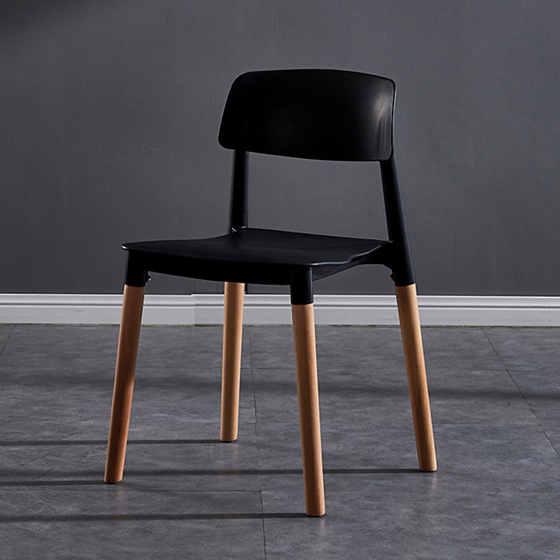 Modern Square Open Back Dining Chair Plastic Stackable Side Dining Chairs for Kitchen Black 1 Piece Clearhalo ' kitchen&dining_furn' 'Dining Chairs' 'Dining Tables & Seating' 'dining_chair' 'furn' 'furn_dining_chair' 'Furniture' 'furniture_dining_chair' 'Kitchen & Dining Furniture' 'kitchen' 3539442