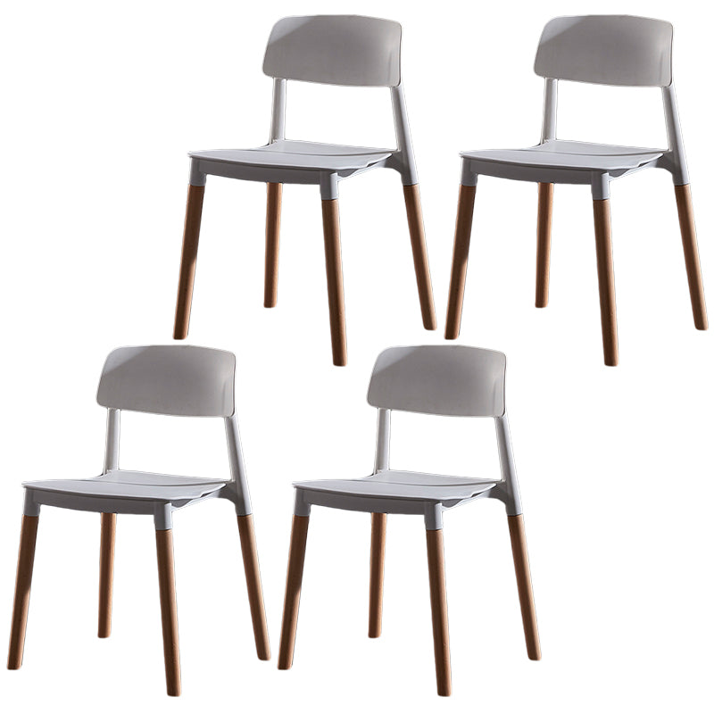 Modern Square Open Back Dining Chair Plastic Stackable Side Dining Chairs for Kitchen White 4 Piece Set Clearhalo ' kitchen&dining_furn' 'Dining Chairs' 'Dining Tables & Seating' 'dining_chair' 'furn' 'furn_dining_chair' 'Furniture' 'furniture_dining_chair' 'Kitchen & Dining Furniture' 'kitchen' 3539446