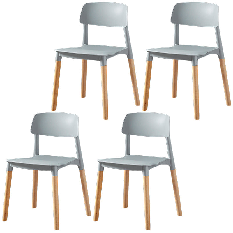 Modern Square Open Back Dining Chair Plastic Stackable Side Dining Chairs for Kitchen Light Gray 4 Piece Set Clearhalo ' kitchen&dining_furn' 'Dining Chairs' 'Dining Tables & Seating' 'dining_chair' 'furn' 'furn_dining_chair' 'Furniture' 'furniture_dining_chair' 'Kitchen & Dining Furniture' 'kitchen' 3539449