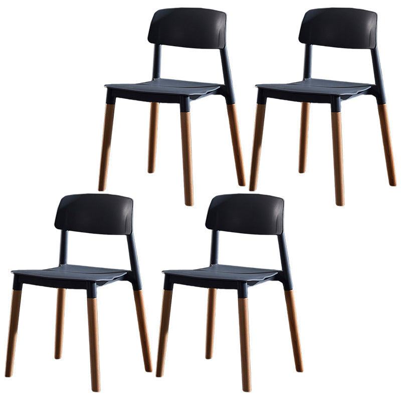 Modern Square Open Back Dining Chair Plastic Stackable Side Dining Chairs for Kitchen Dark Gray 4 Piece Set Clearhalo ' kitchen&dining_furn' 'Dining Chairs' 'Dining Tables & Seating' 'dining_chair' 'furn' 'furn_dining_chair' 'Furniture' 'furniture_dining_chair' 'Kitchen & Dining Furniture' 'kitchen' 3539452