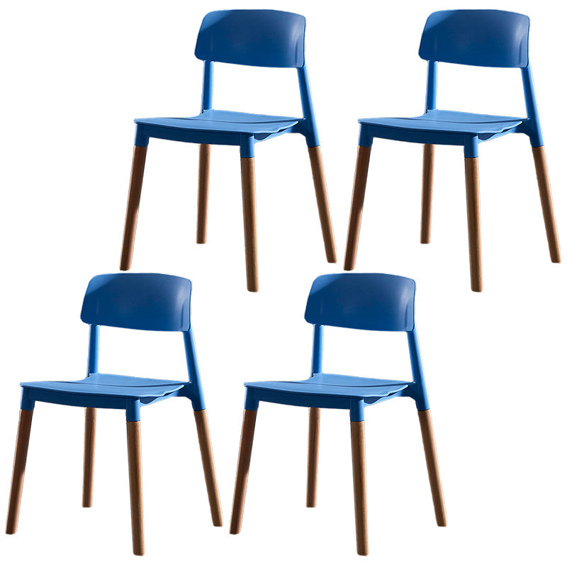 Modern Square Open Back Dining Chair Plastic Stackable Side Dining Chairs for Kitchen Blue 4 Piece Set Clearhalo ' kitchen&dining_furn' 'Dining Chairs' 'Dining Tables & Seating' 'dining_chair' 'furn' 'furn_dining_chair' 'Furniture' 'furniture_dining_chair' 'Kitchen & Dining Furniture' 'kitchen' 3539455