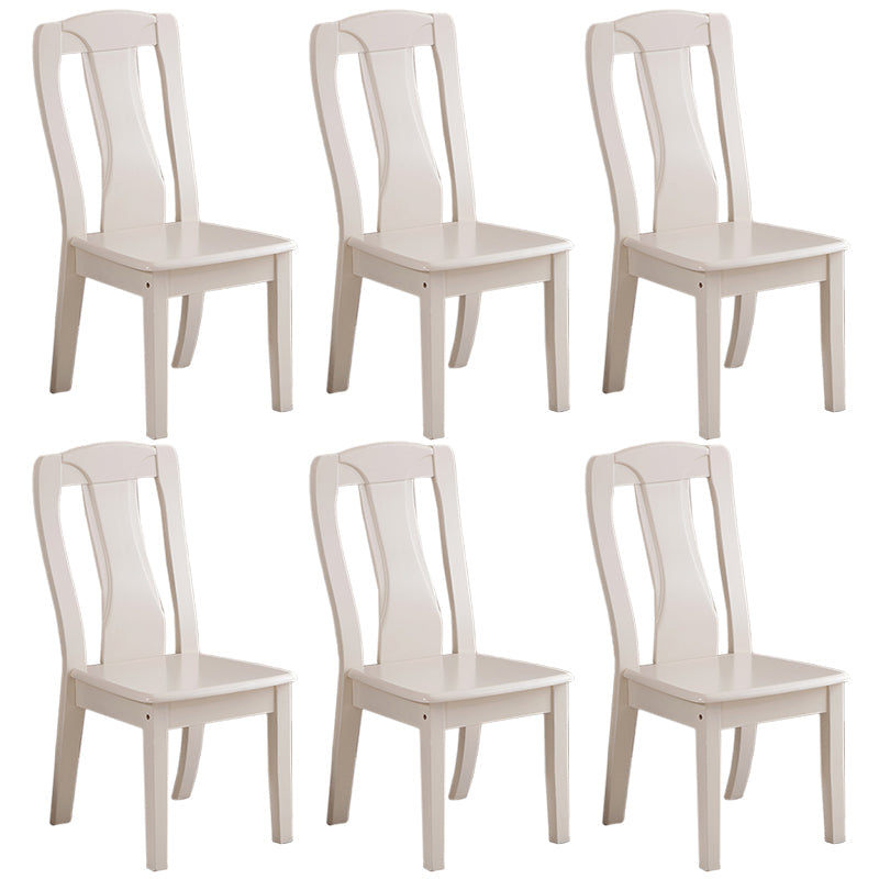 Traditional Solid Wood Dining Room Chair Slat Back Side Chair for Home White 6 Piece Set Clearhalo ' kitchen&dining_furn' 'Dining Chairs' 'Dining Tables & Seating' 'dining_chair' 'furn' 'furn_dining_chair' 'Furniture' 'furniture_dining_chair' 'Kitchen & Dining Furniture' 'kitchen' 3539508