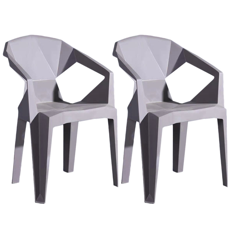 Home Contemporary Arm Chair Solid Back Plastic Stackable Dining Room Chair Grey 2 Piece Set Clearhalo ' kitchen&dining_furn' 'Dining Chairs' 'Dining Tables & Seating' 'dining_chair' 'furn' 'furn_dining_chair' 'Furniture' 'furniture_dining_chair' 'Kitchen & Dining Furniture' 'kitchen' 3539510
